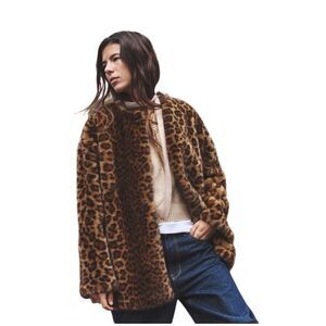 Zara faux fur animal print coat Small